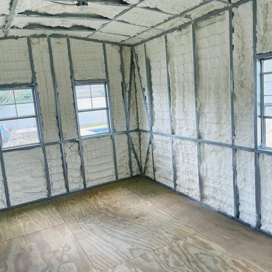 Closed-cell spray foam insulation applied to wall cavities in a residential project in Hazel Dell